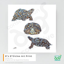 Load image into Gallery viewer, Turtle Trio: 8&quot; x 8&quot; Giclee Art Print
